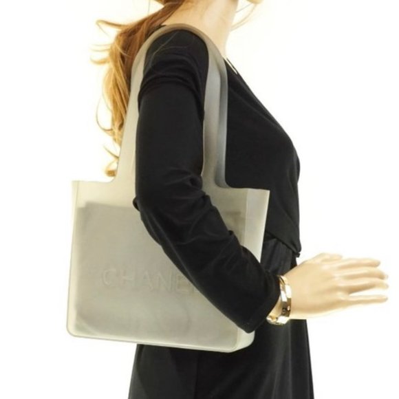 SALE! RARE - PREOWNED Chanel Silicone Gray Handbag - Picture 2 of 16